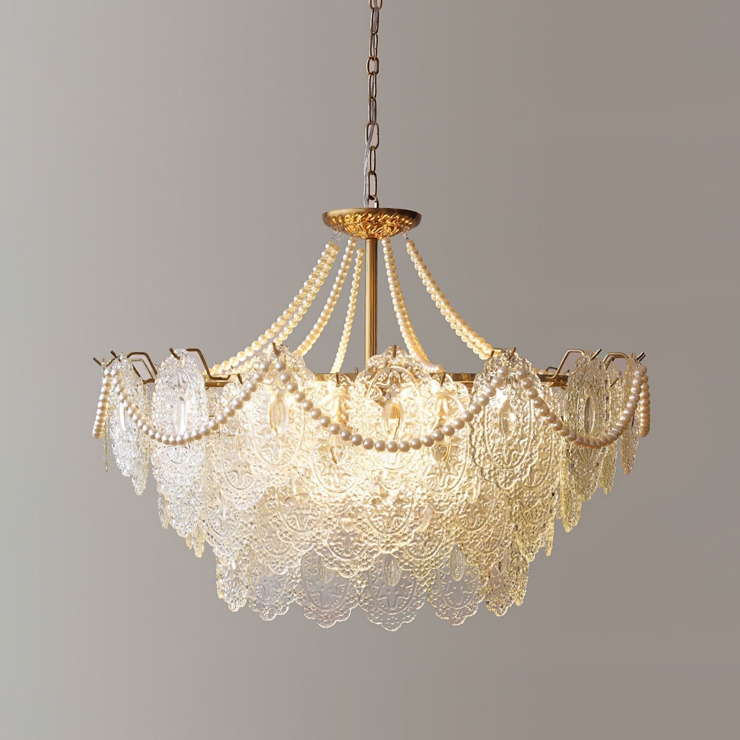 Lustra Chandelier Pearls Glass Luxury - Letslighting