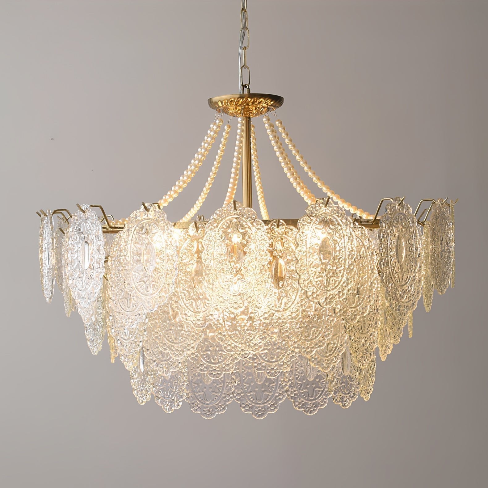 Lustra Chandelier Pearls Glass Luxury - Letslighting