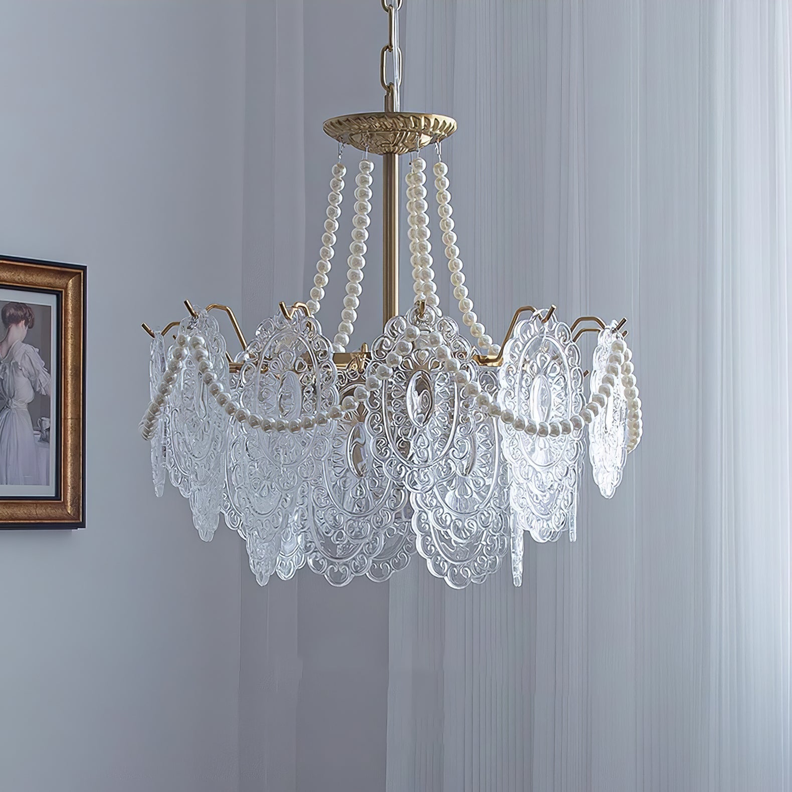Lustra Chandelier Pearls Glass Luxury - Letslighting