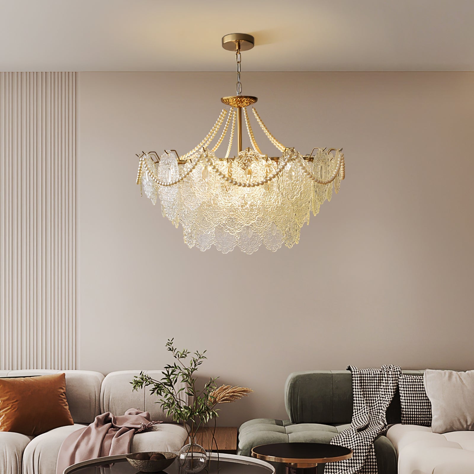 Lustra Chandelier Pearls Glass Luxury - Letslighting