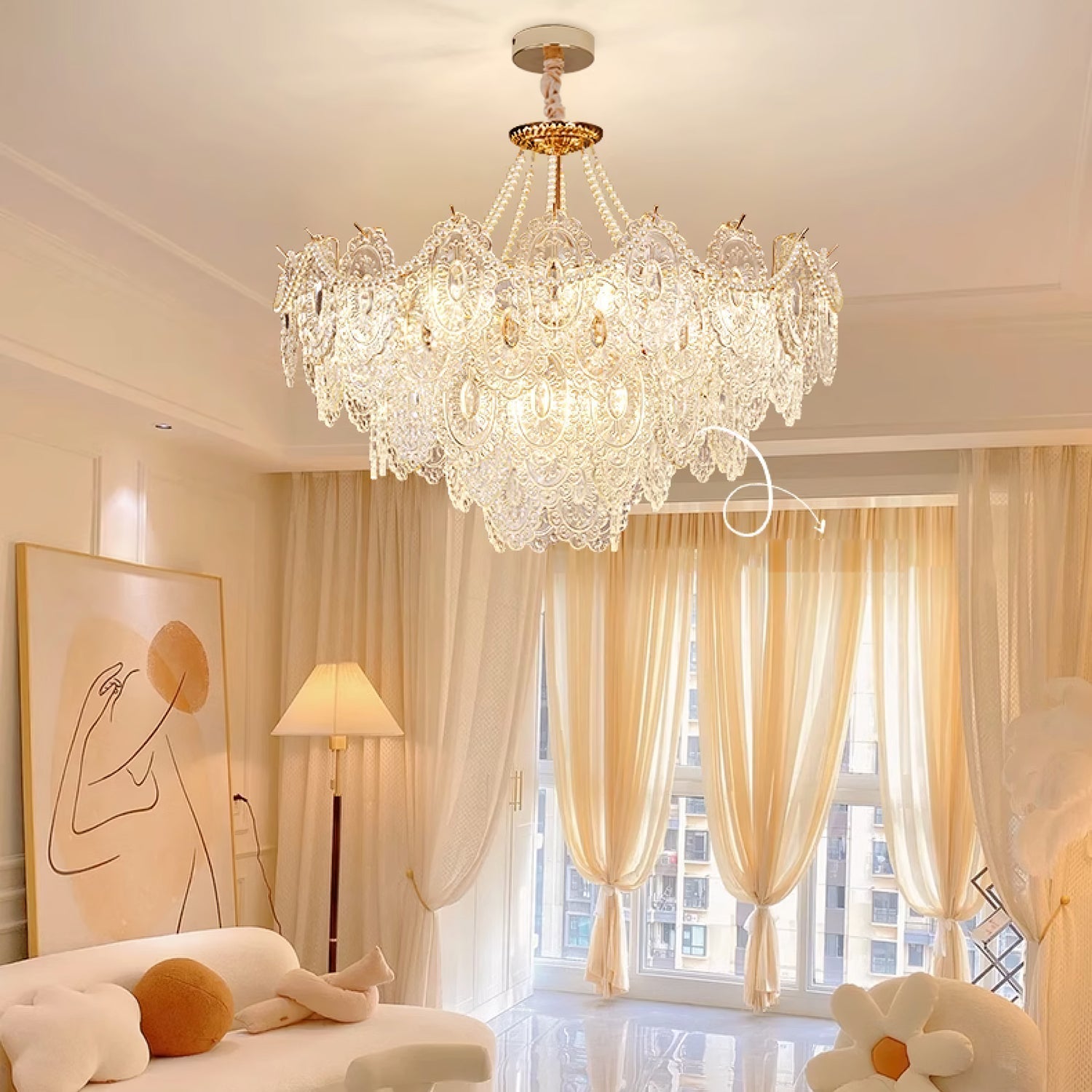 Lustra Chandelier Pearls Glass Luxury - Letslighting