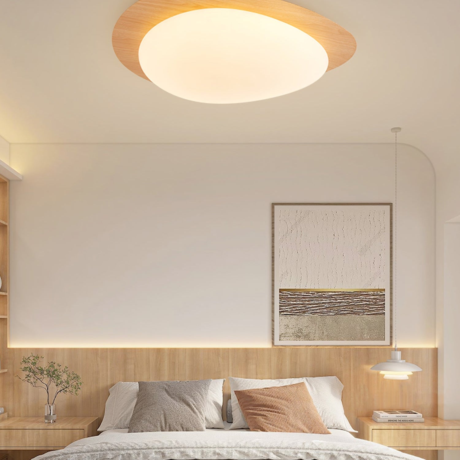 Solara Ceiling Light Pebble Walnut Acrylic LED - Letslighting