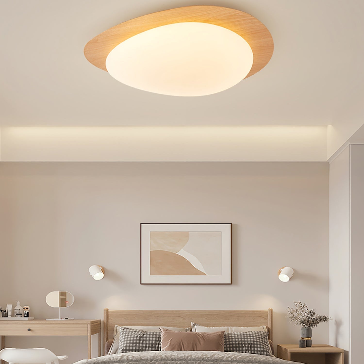 Solara Ceiling Light Pebble Walnut Acrylic LED - Letslighting