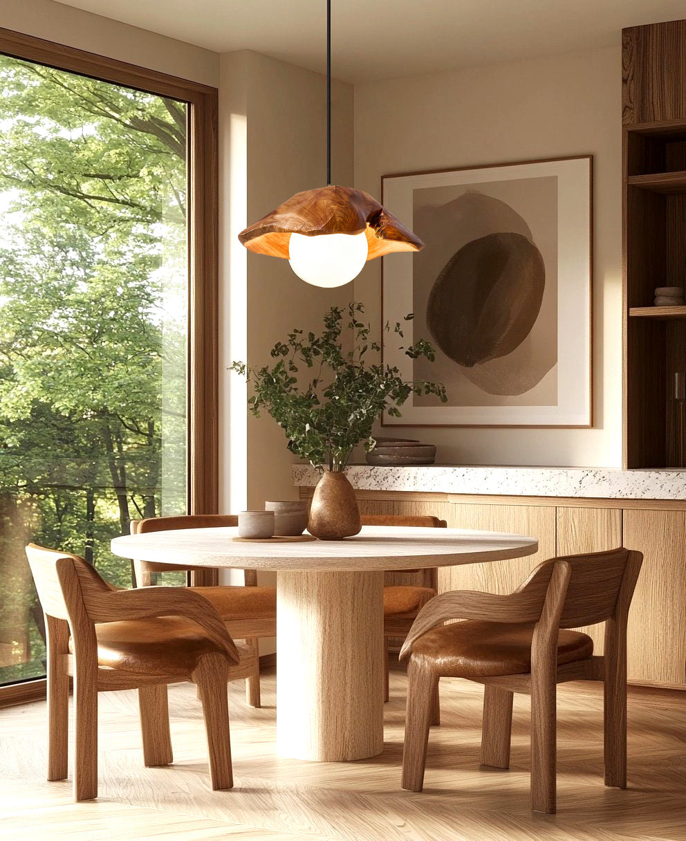 Tiffany Sculptural Wood Canopy Pendant Light - Letslighting