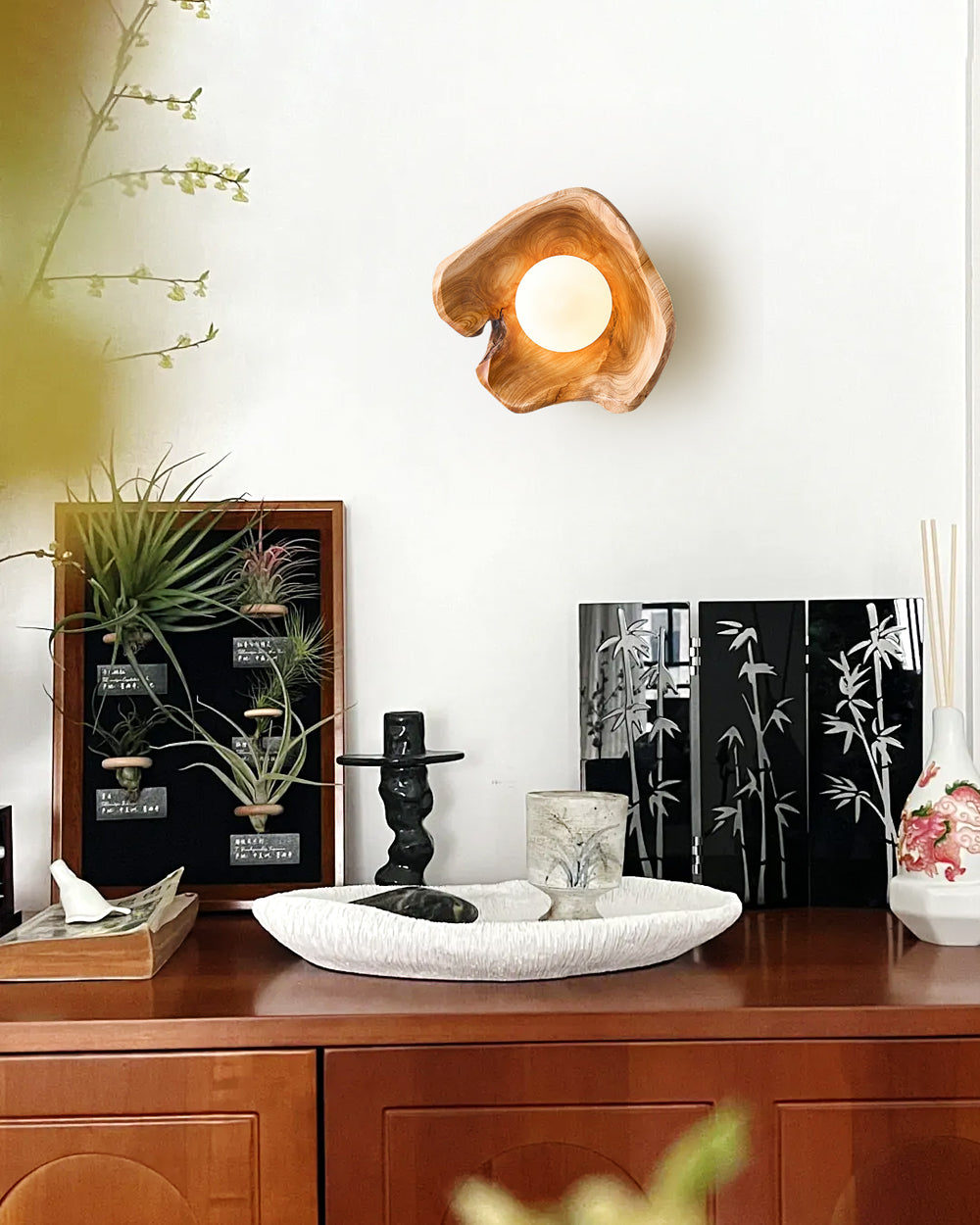 Tiffany Organic Carved Wood Wall Light - Letslighting