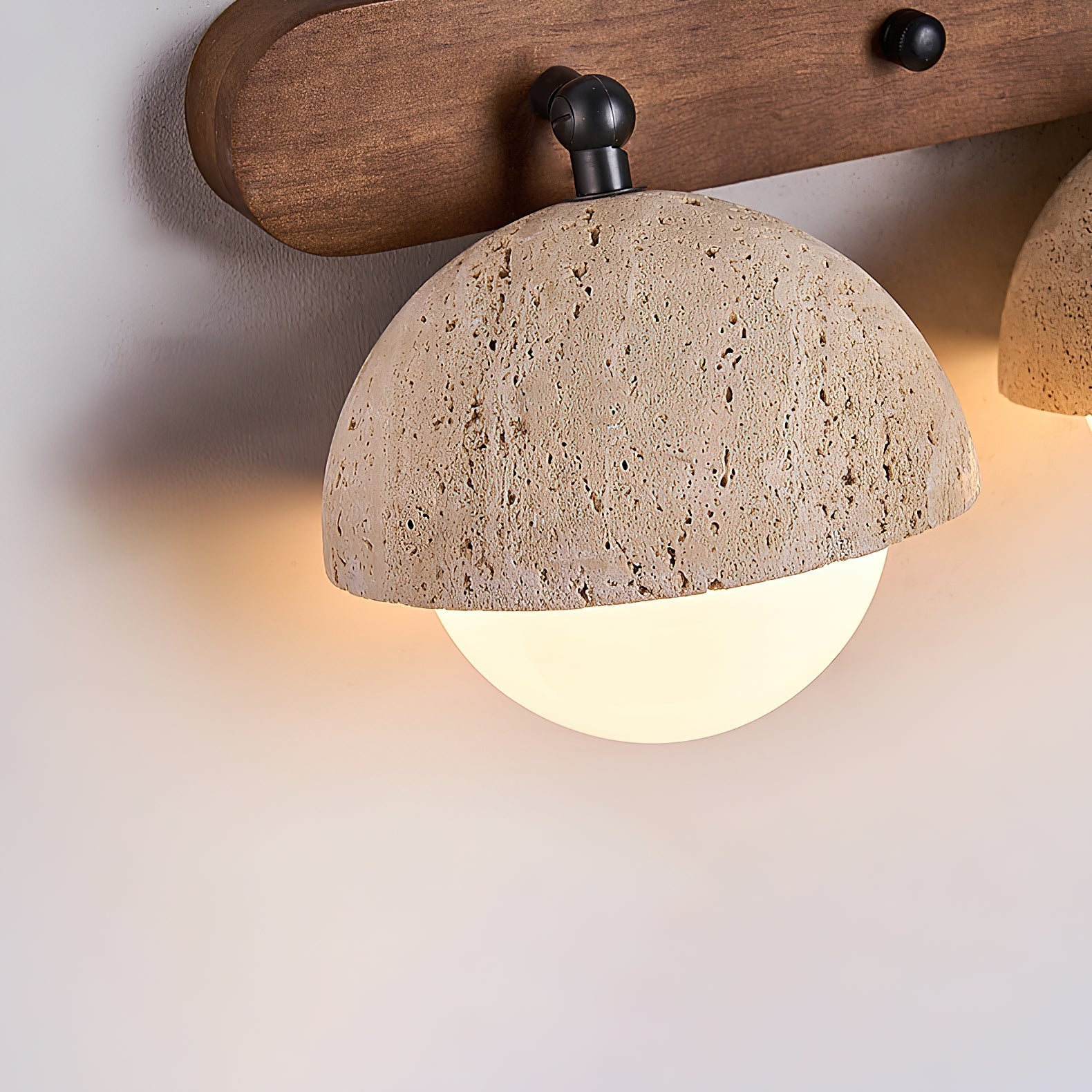 Vodora Modern Minimalist Wood Travertine Wall Sconce Wall Lamp - Letslighting