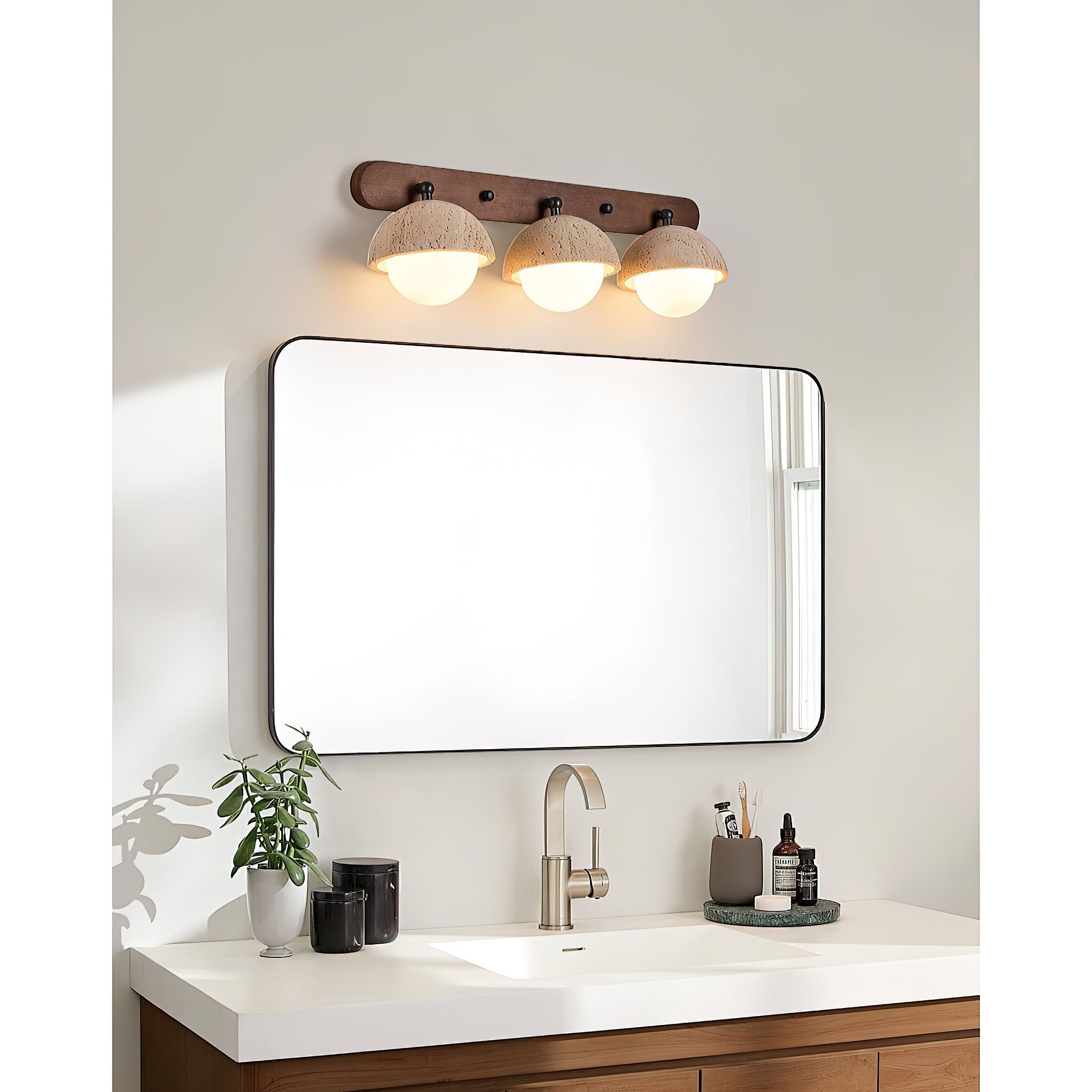 Vodora Modern Minimalist Wood Travertine Wall Sconce Wall Lamp - Letslighting