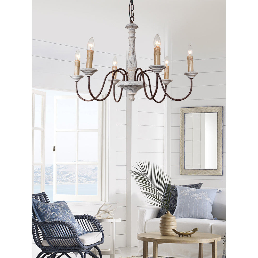 Syshaeth Vintage Industrial Hand-carved Wood Chandelier - Letslighting