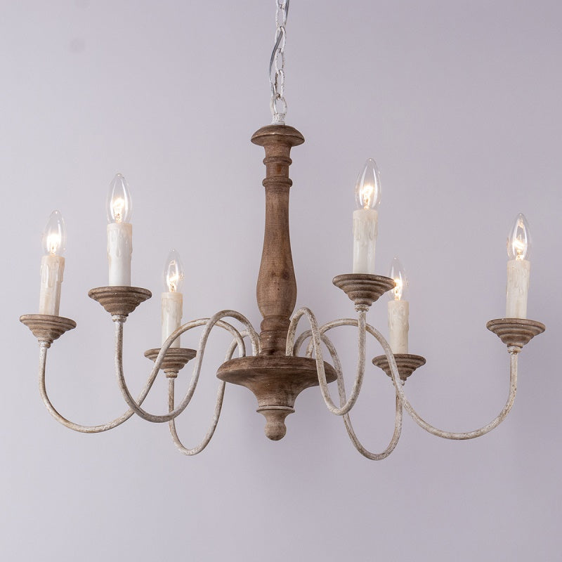 Syshaeth Vintage Industrial Hand-carved Wood Chandelier - Letslighting