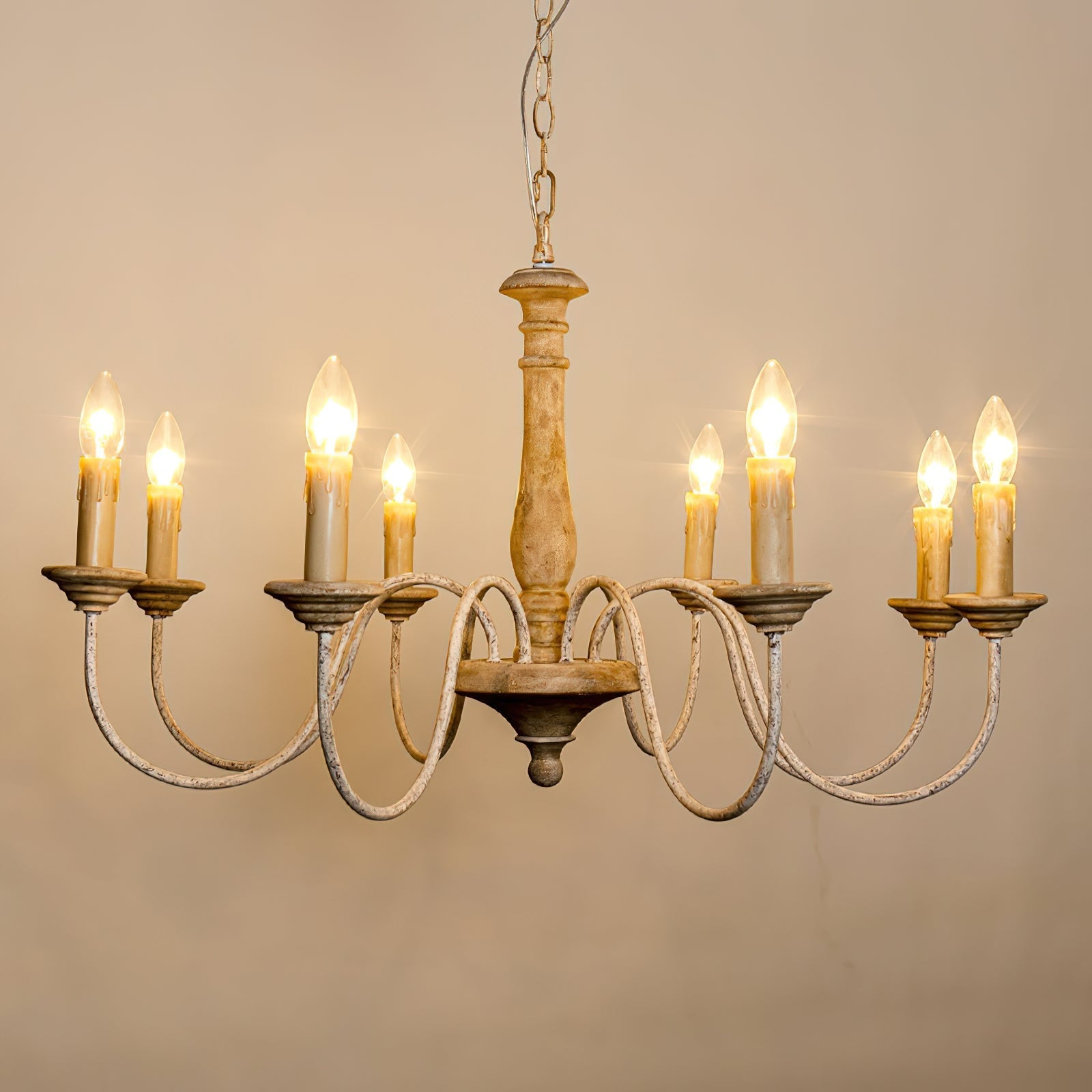 Syshaeth Vintage Industrial Hand-carved Wood Chandelier - Letslighting