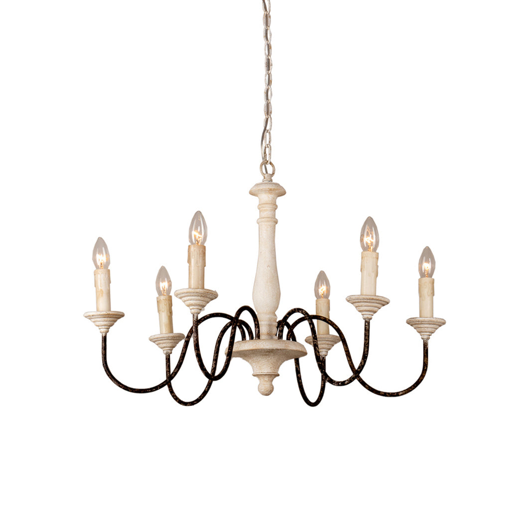 Syshaeth Vintage Industrial Hand-carved Wood Chandelier - Letslighting