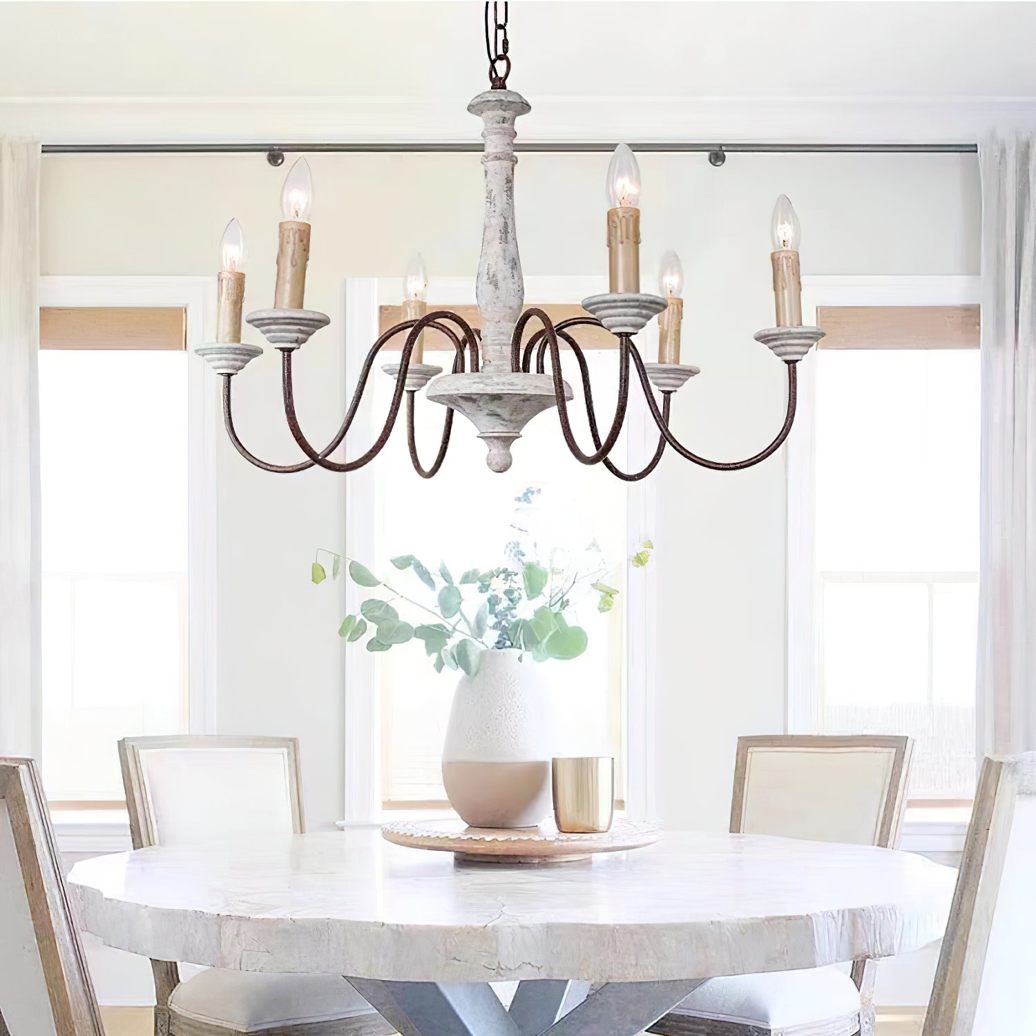 Syshaeth Vintage Industrial Hand-carved Wood Chandelier - Letslighting
