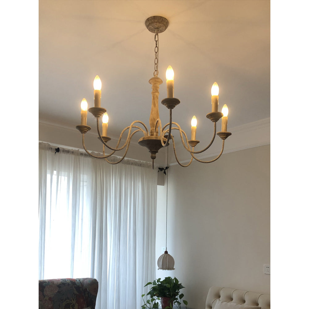 Syshaeth Vintage Industrial Hand-carved Wood Chandelier - Letslighting