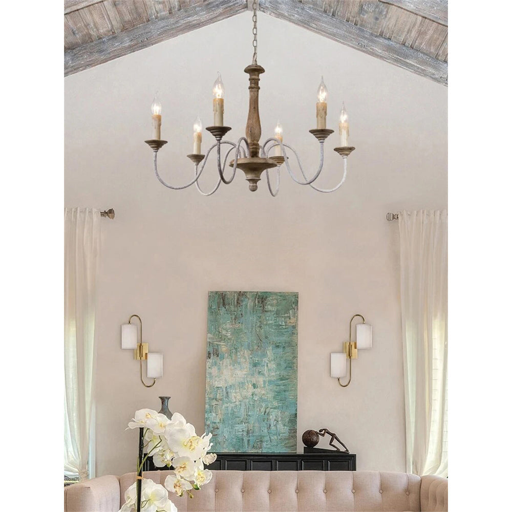 Syshaeth Vintage Industrial Hand-carved Wood Chandelier - Letslighting