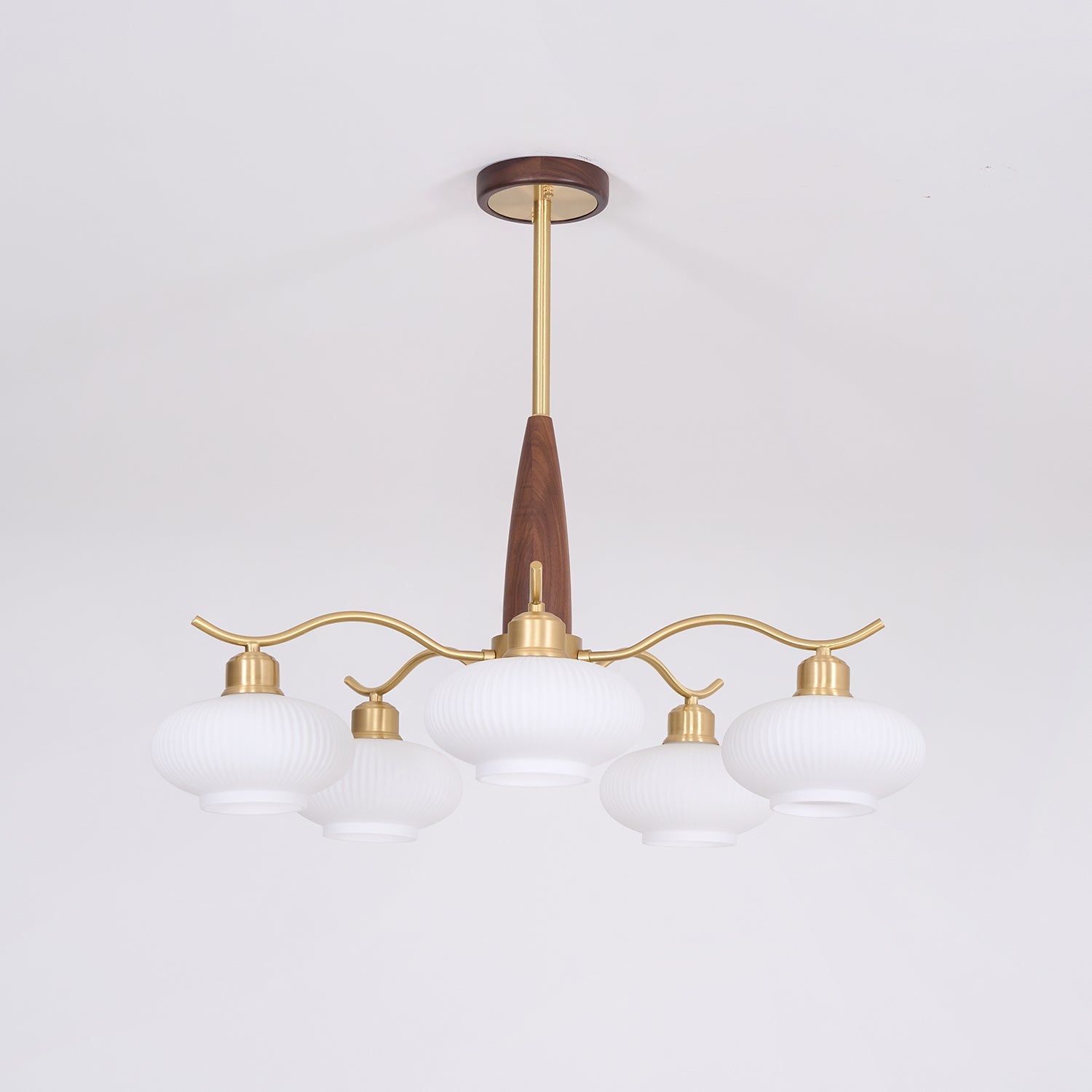 Cavien Brass and Walnut Chandelier - Letslighting