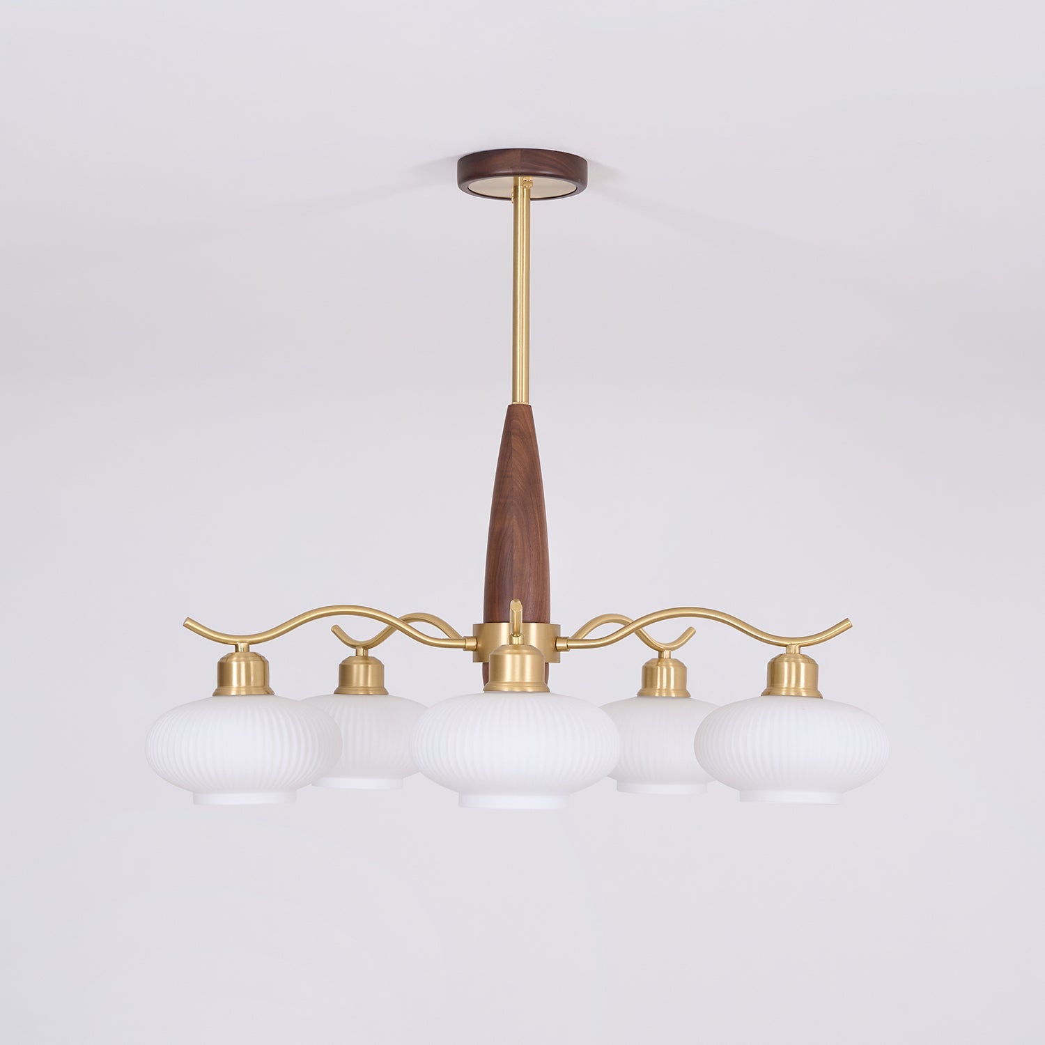 Cavien Brass and Walnut Chandelier - Letslighting