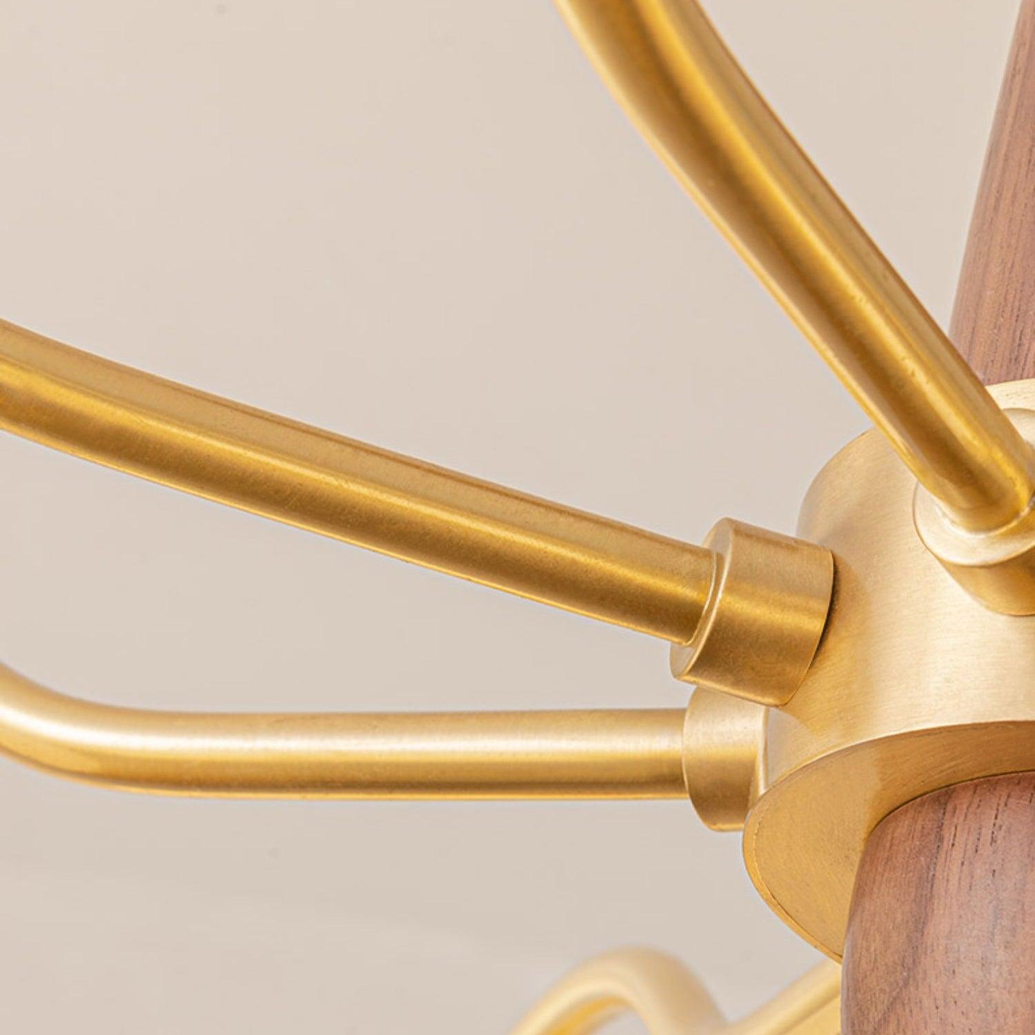 Cavien Brass and Walnut Chandelier - Letslighting