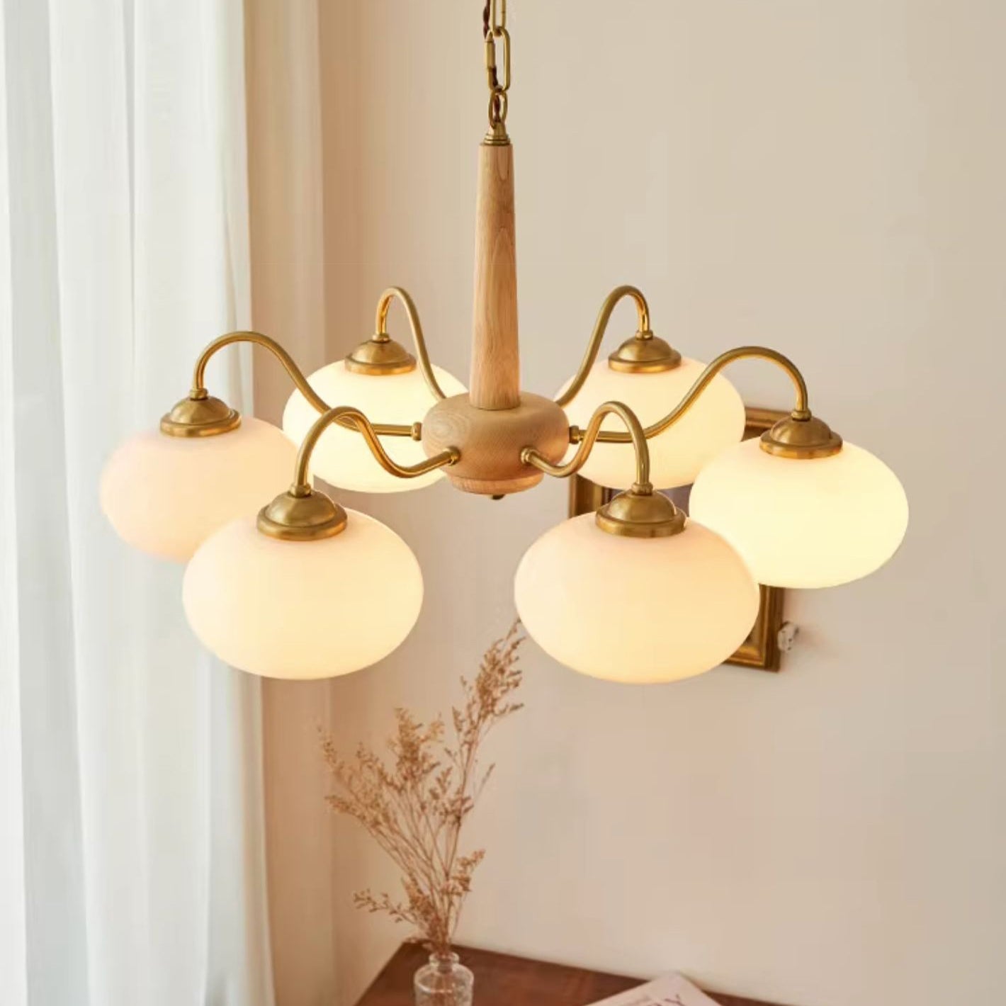 Elmiror Premium Nordic Art Wood Glass Chandelier - Letslighting