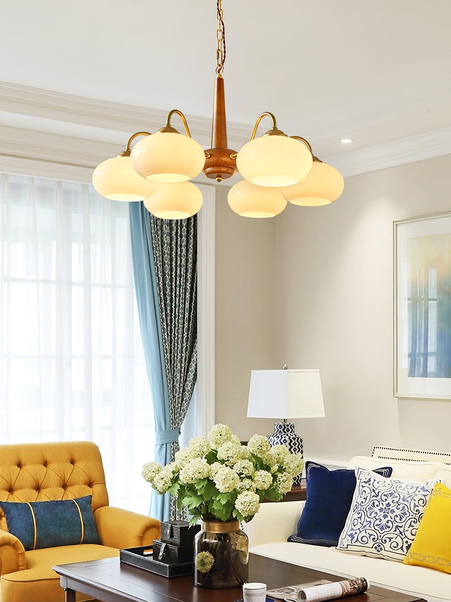 Lustra Pendant Lamp Persimmon Brass Glass Elegant - Letslighting
