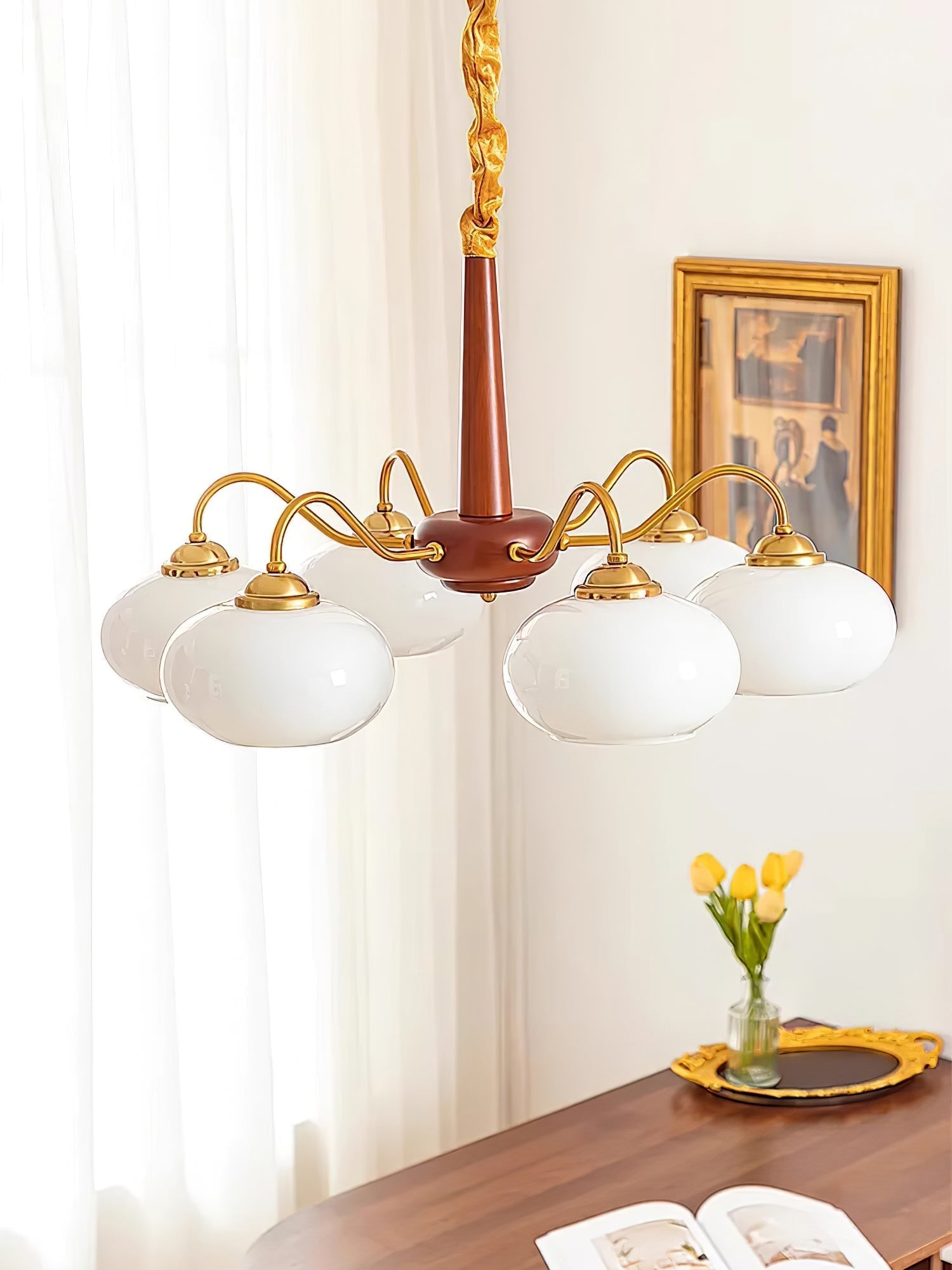 Lustra Pendant Lamp Persimmon Brass Glass Elegant - Letslighting