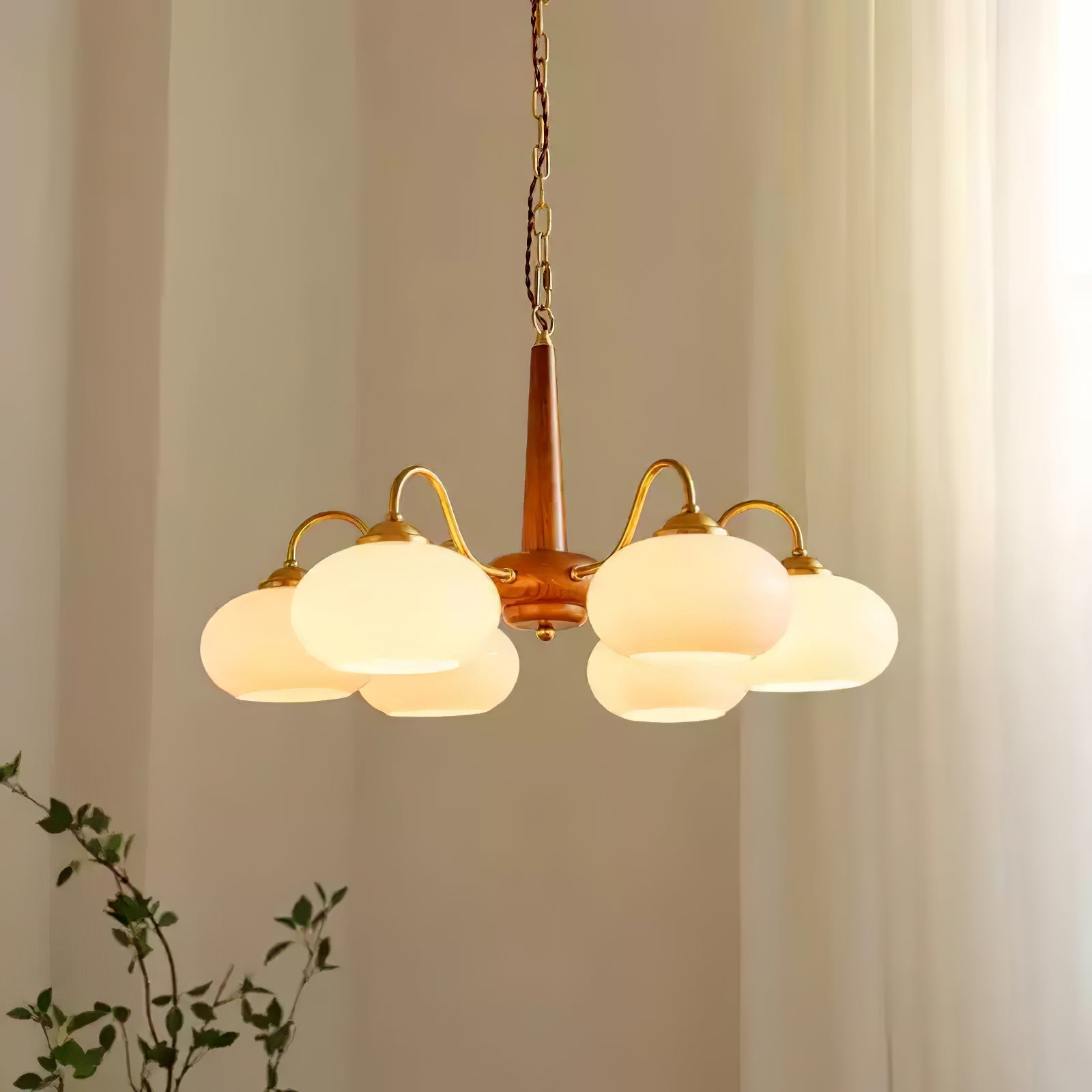 Lustra Pendant Lamp Persimmon Brass Glass Elegant - Letslighting