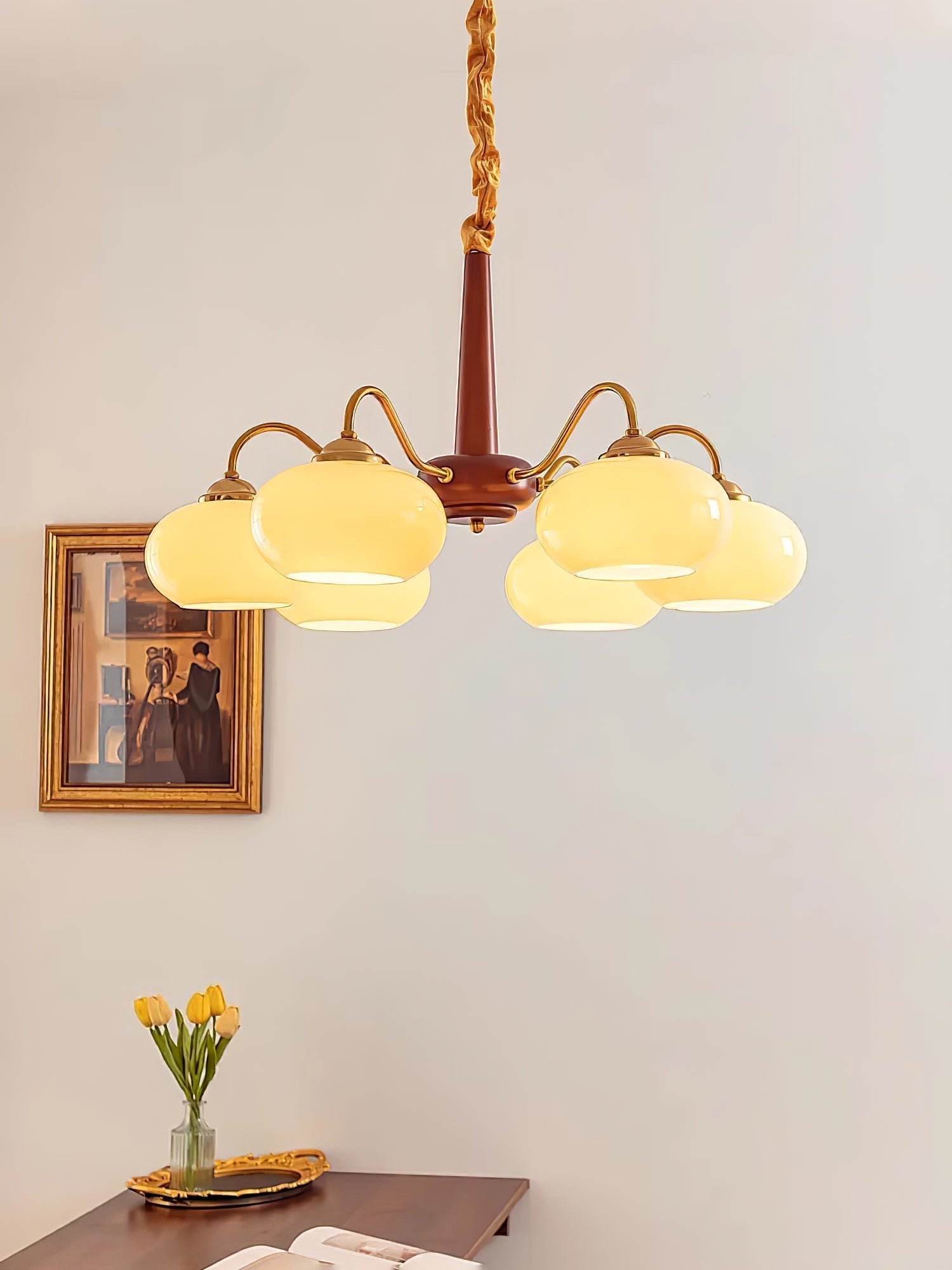 Lustra Pendant Lamp Persimmon Brass Glass Elegant - Letslighting