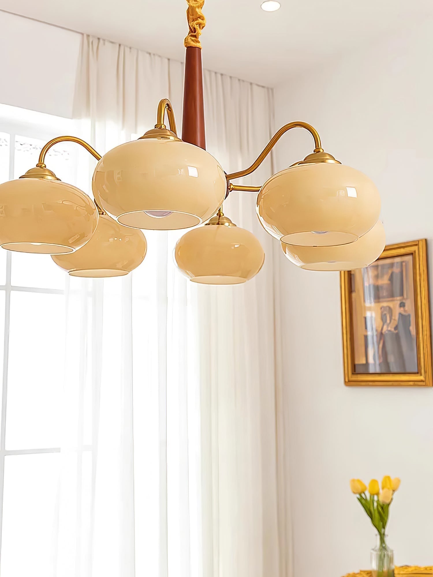 Lustra Pendant Lamp Persimmon Brass Glass Elegant - Letslighting