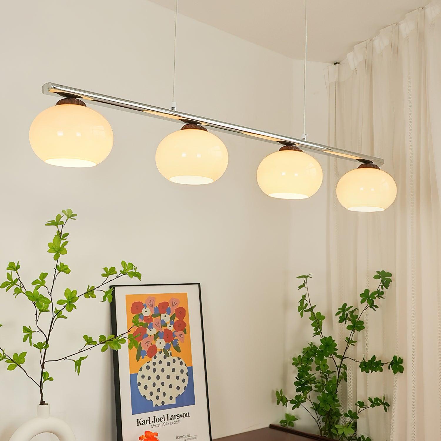 Lustra Chandelier Linear Glass Persimmon Shades - Letslighting