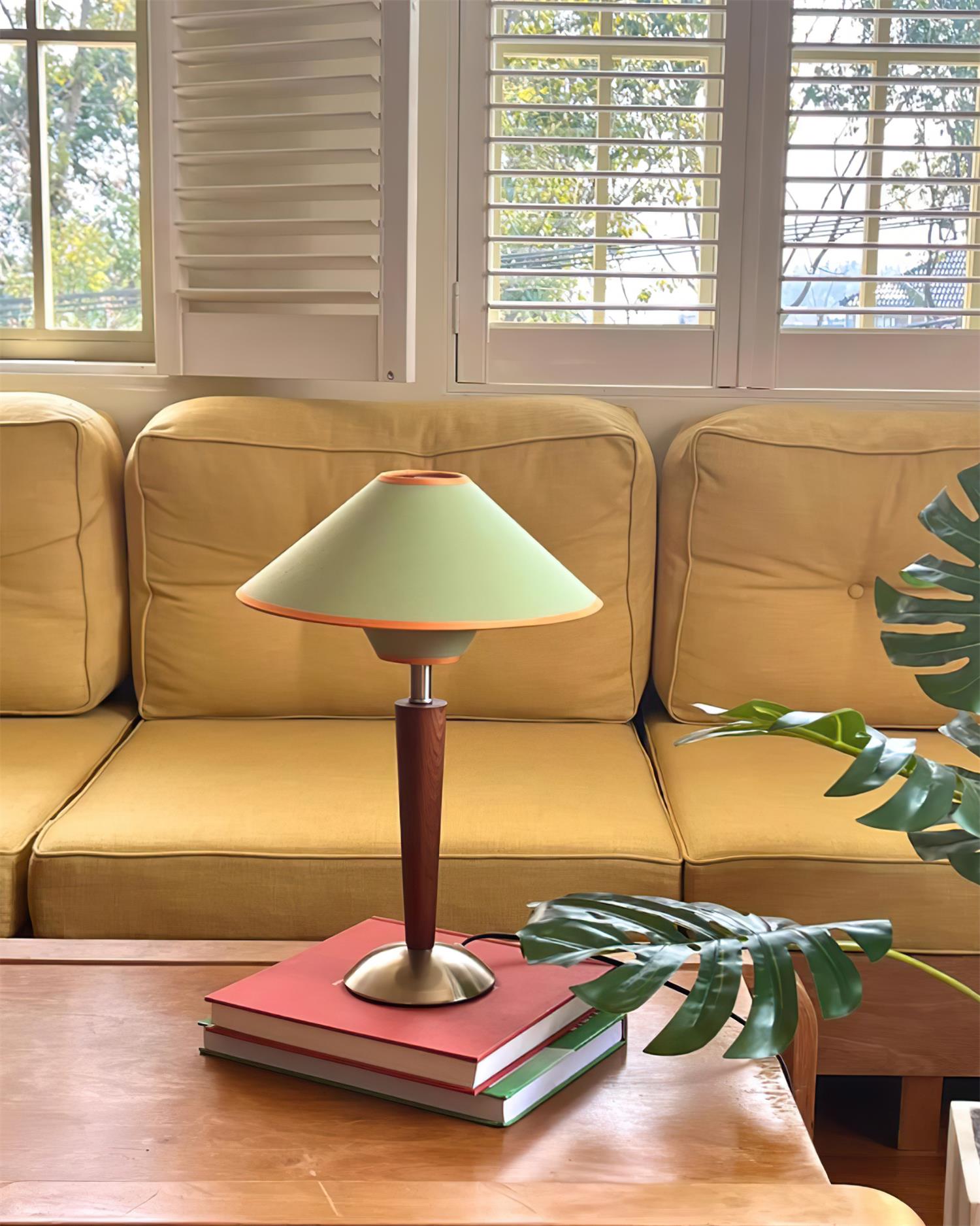 Perzel Table Lamp Wood Stem Fabric Shade - Letslighting