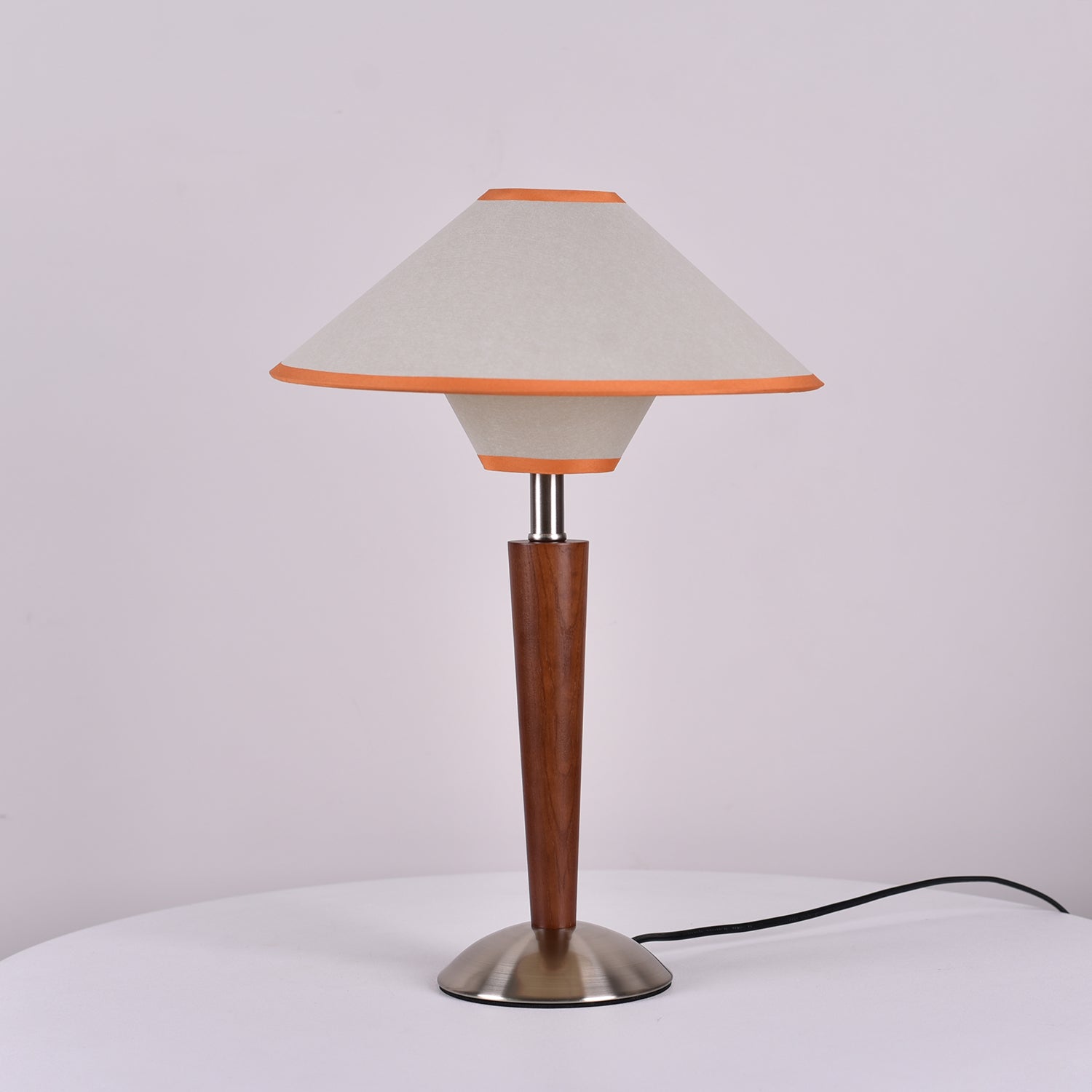 Perzel Table Lamp Wood Stem Fabric Shade - Letslighting
