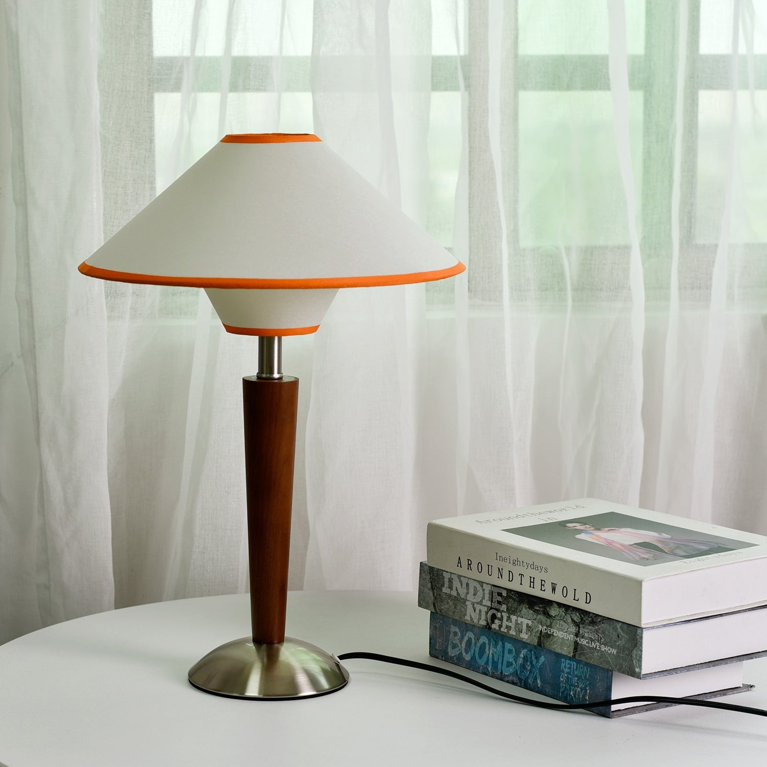 Perzel Table Lamp Wood Stem Fabric Shade - Letslighting