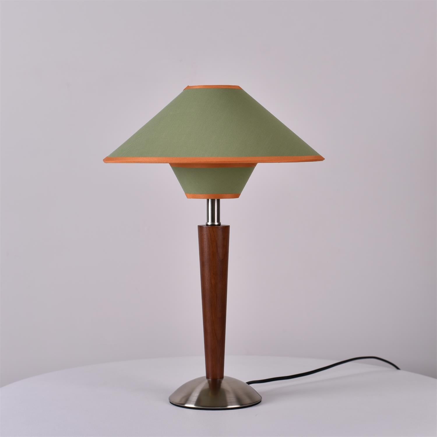 Perzel Table Lamp Wood Stem Fabric Shade - Letslighting