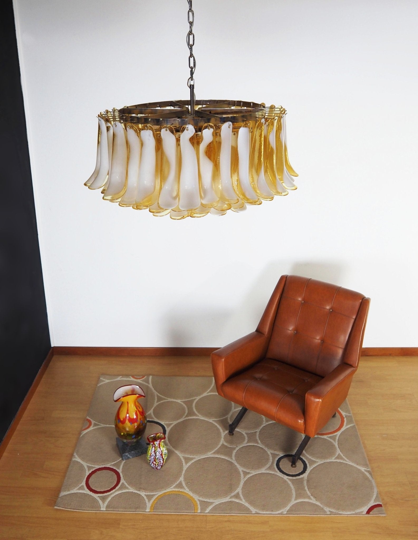 Aurora Chandelier Amber Murano Glass Petal Elegant - Letslighting