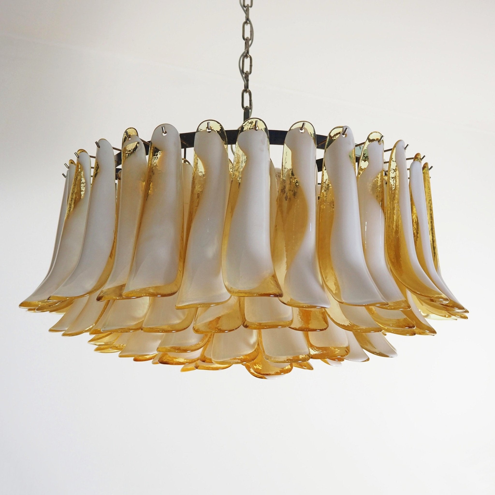 Aurora Chandelier Amber Murano Glass Petal Elegant - Letslighting