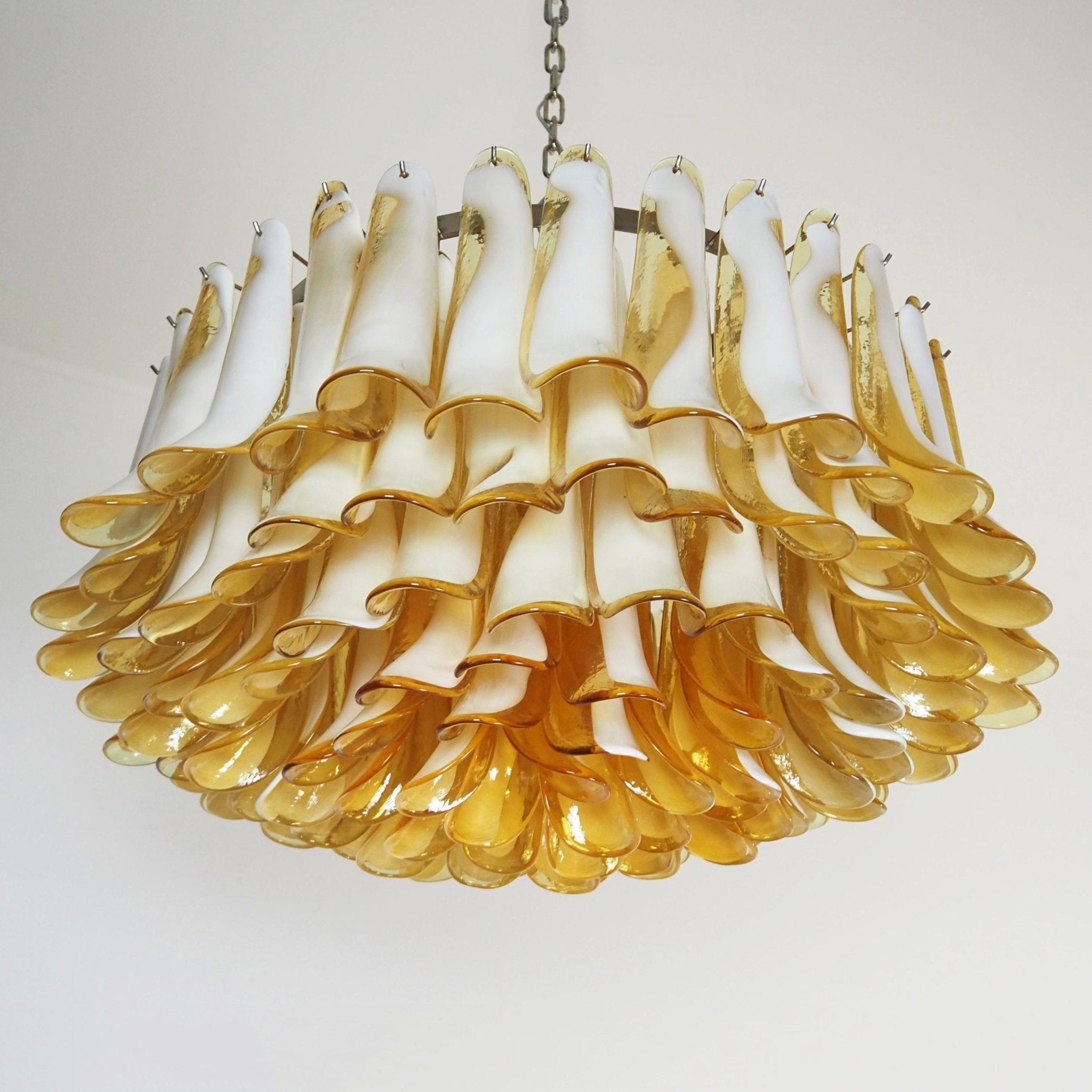 Aurora Chandelier Amber Murano Glass Petal Elegant - Letslighting