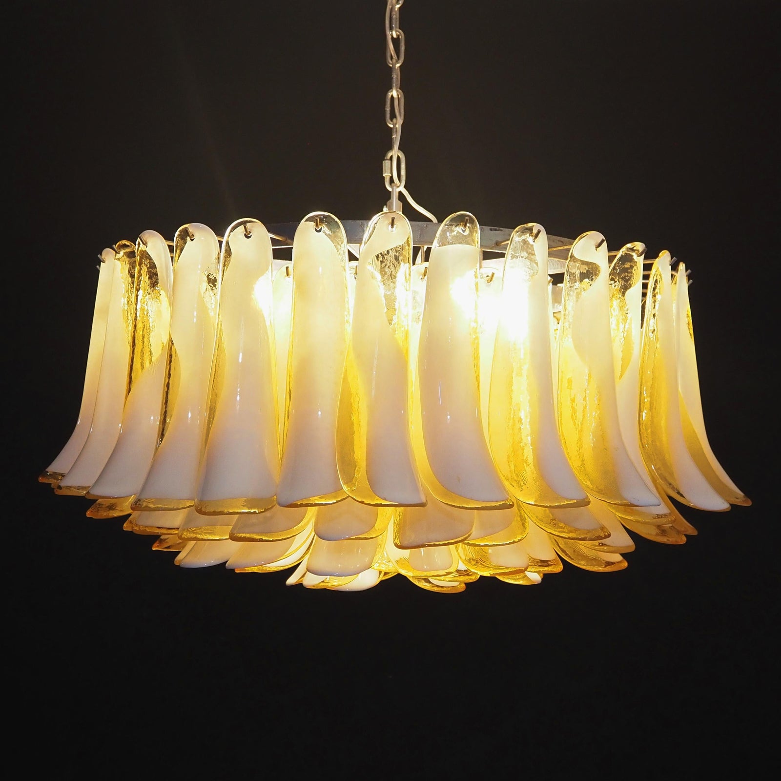Aurora Chandelier Amber Murano Glass Petal Elegant - Letslighting