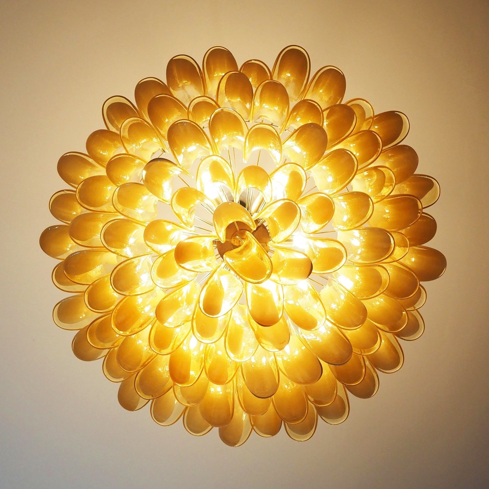 Aurora Chandelier Amber Murano Glass Petal Elegant - Letslighting