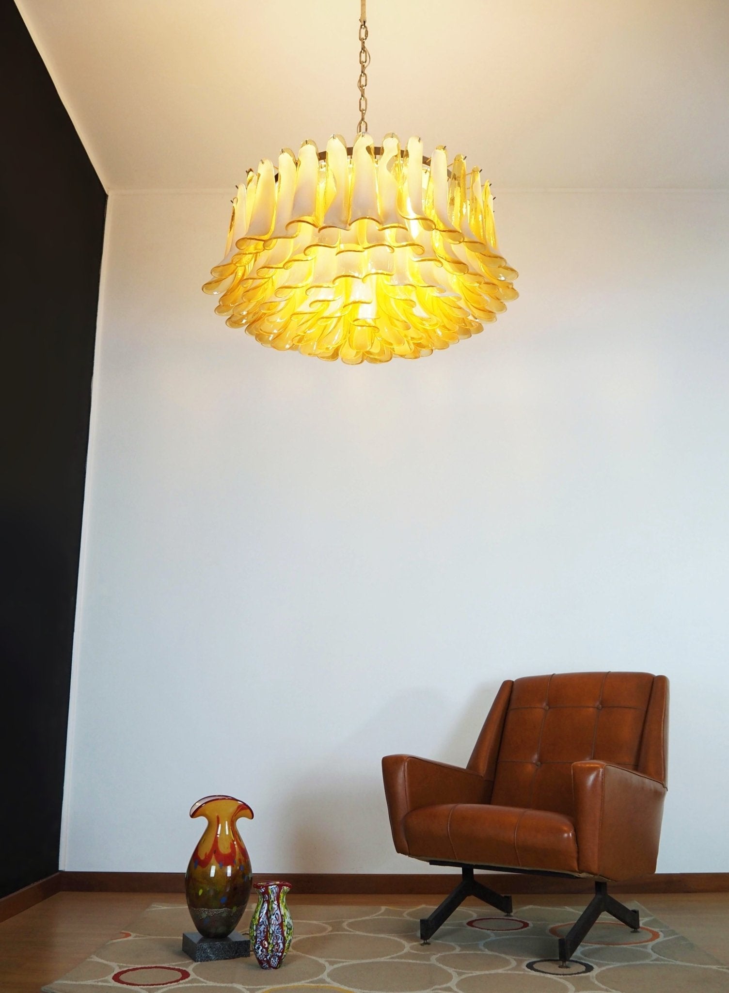 Aurora Chandelier Amber Murano Glass Petal Elegant - Letslighting
