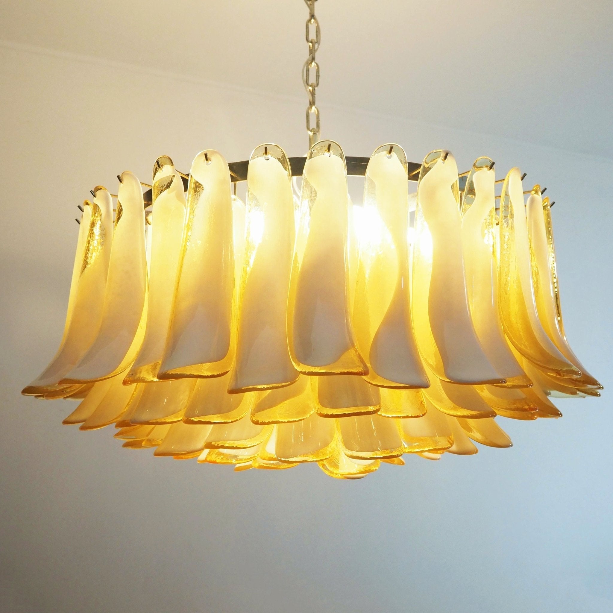 Aurora Chandelier Amber Murano Glass Petal Elegant - Letslighting