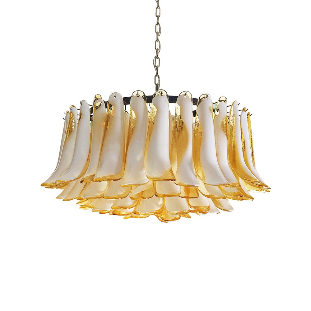 Aurora Chandelier Amber Murano Glass Petal Elegant - Letslighting