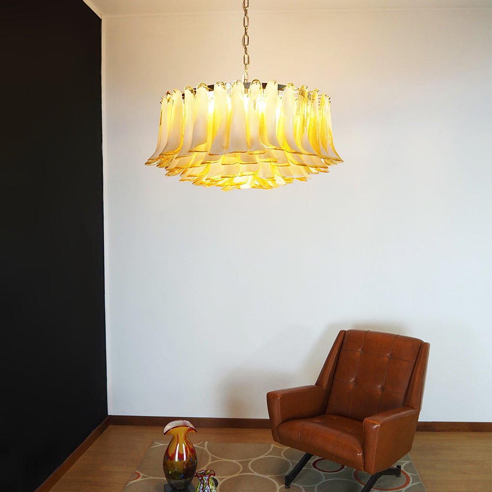 Aurora Chandelier Amber Murano Glass Petal Elegant - Letslighting