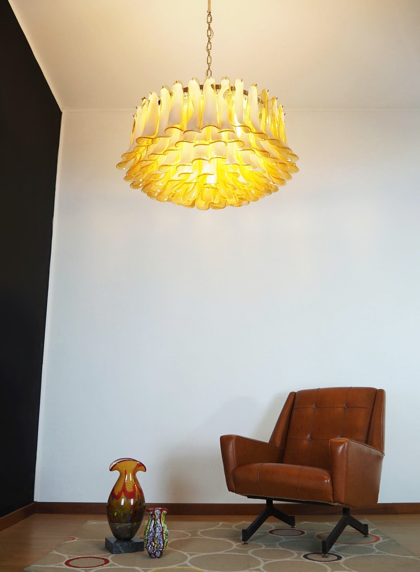Aurora Chandelier Amber Murano Glass Petal Elegant - Letslighting