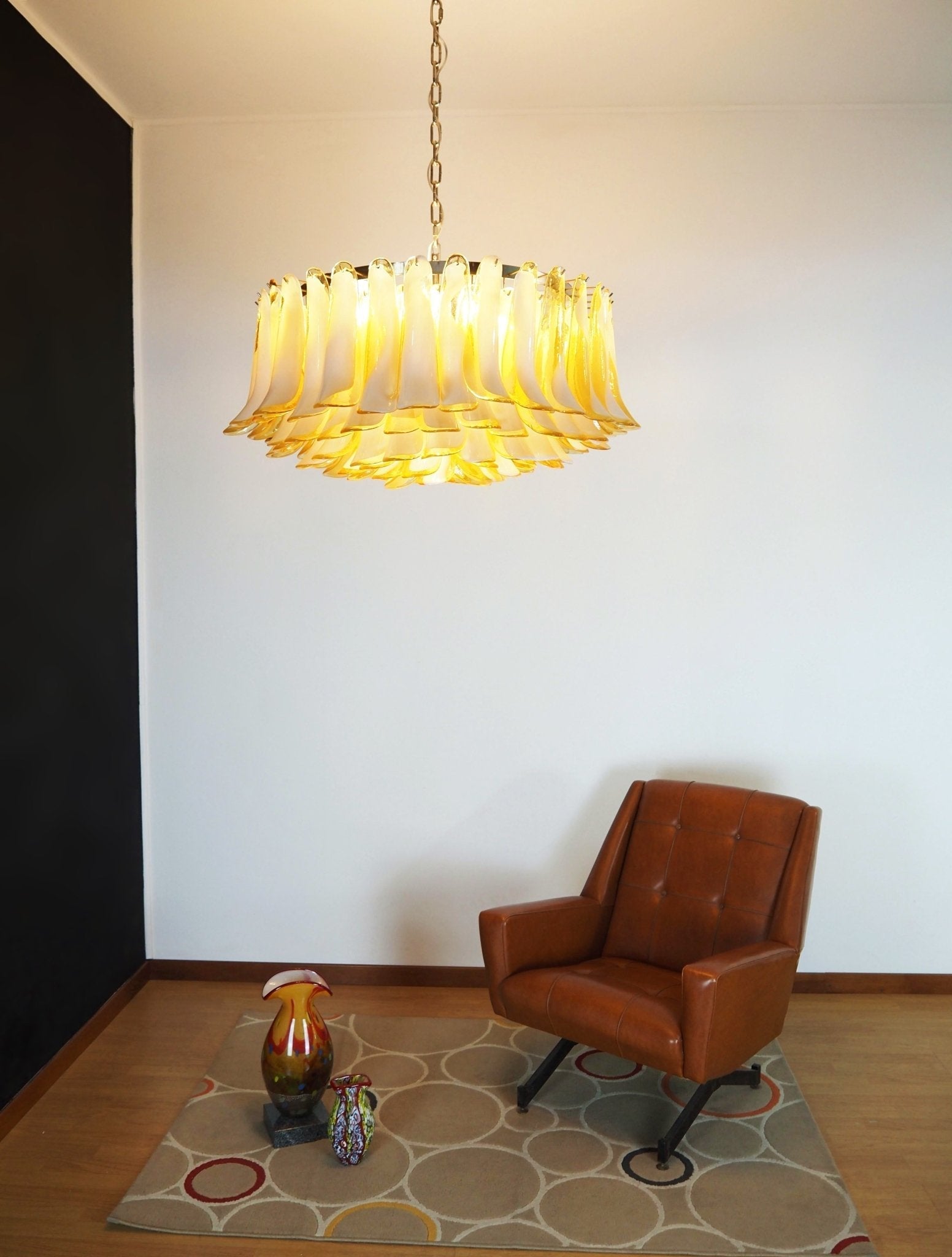 Aurora Chandelier Amber Murano Glass Petal Elegant - Letslighting