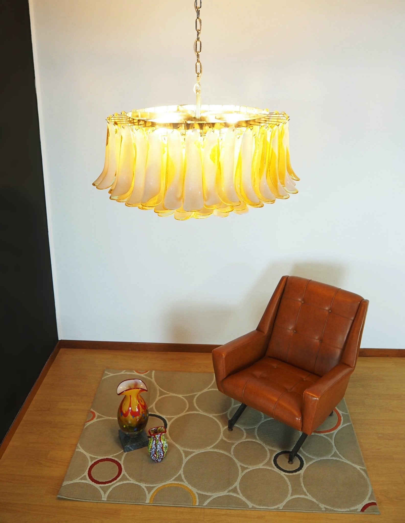Aurora Chandelier Amber Murano Glass Petal Elegant - Letslighting