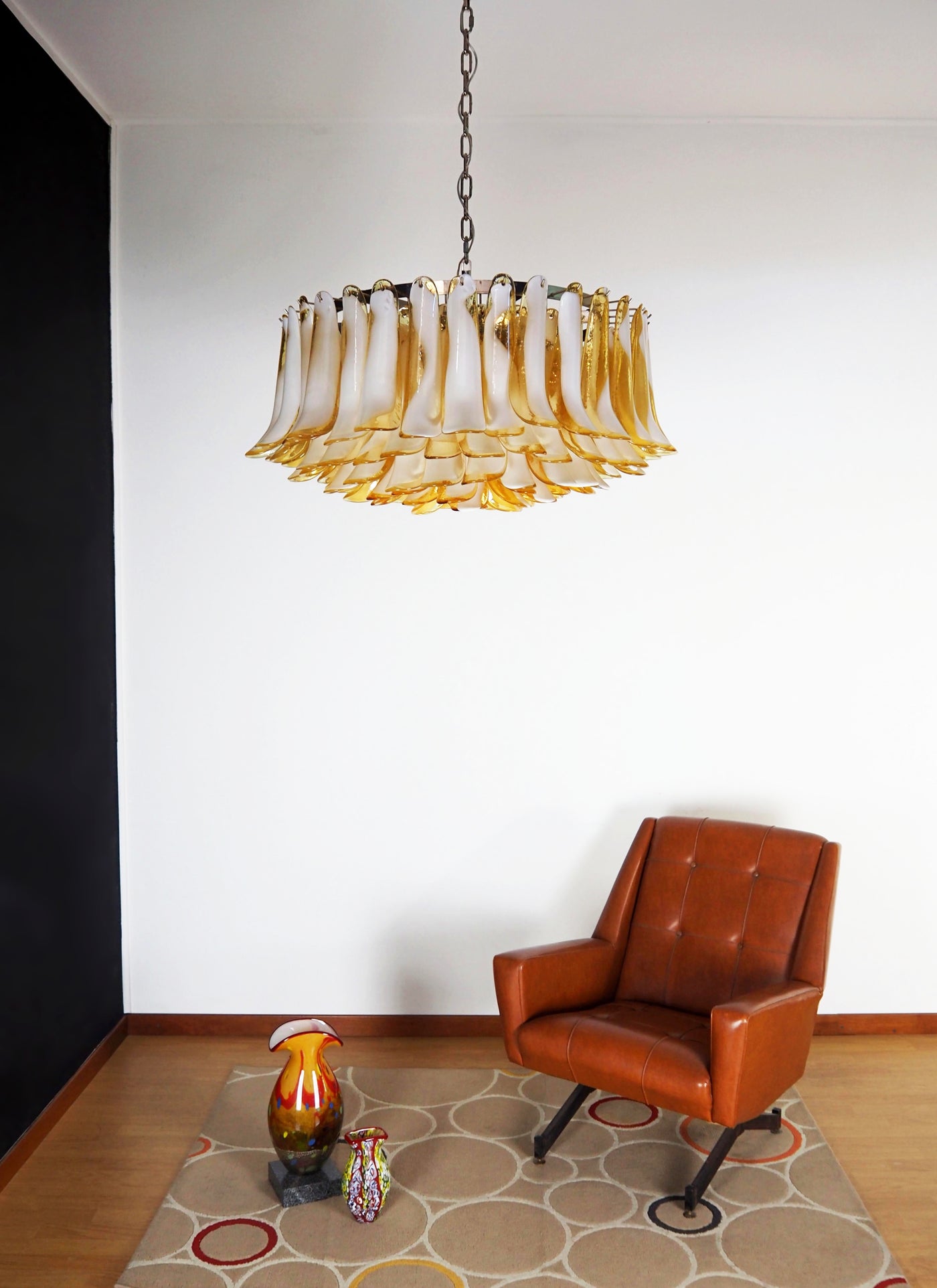 Aurora Chandelier Amber Murano Glass Petal Elegant - Letslighting