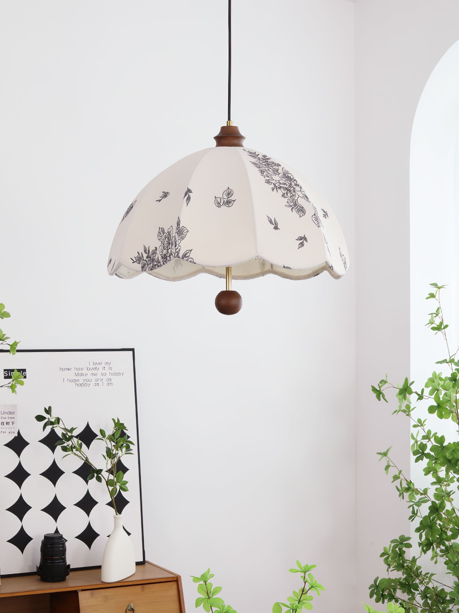 Vevenir Petal Whisper Wood Fabric Pendant Lamp - Letslighting