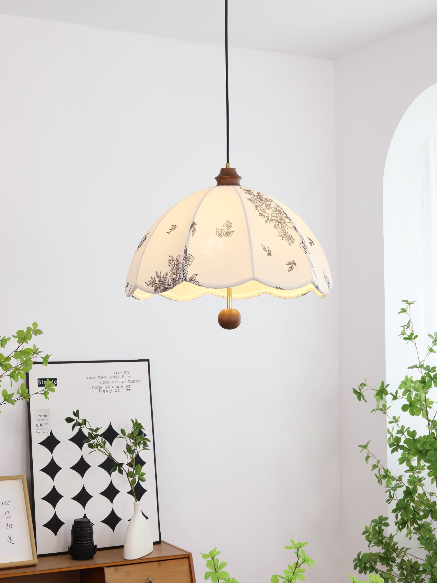 Vevenir Petal Whisper Wood Fabric Pendant Lamp - Letslighting