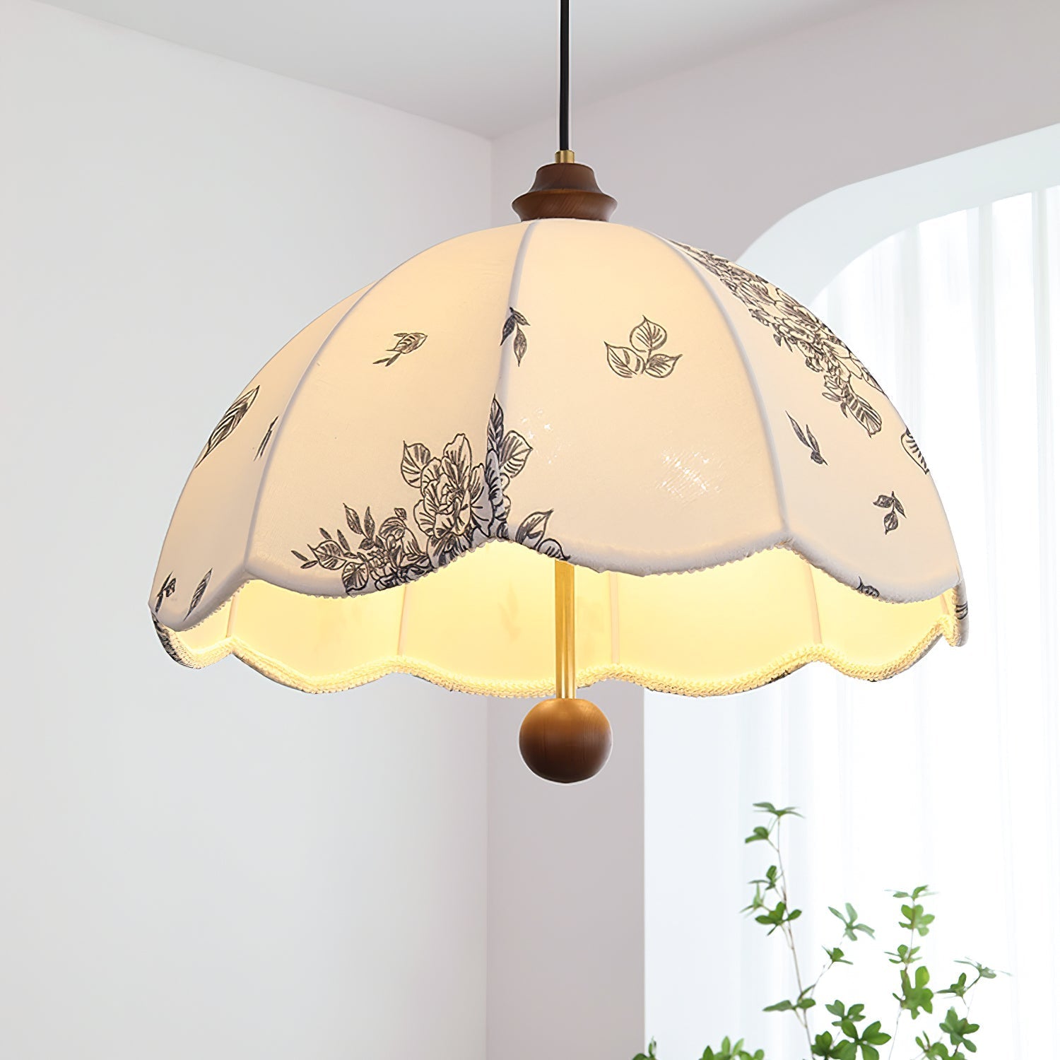Vevenir Petal Whisper Wood Fabric Pendant Lamp - Letslighting