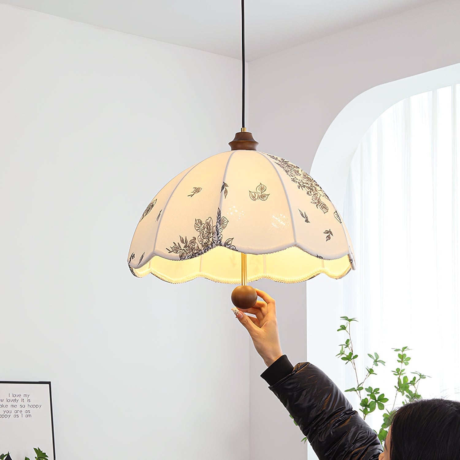 Vevenir Petal Whisper Wood Fabric Pendant Lamp - Letslighting