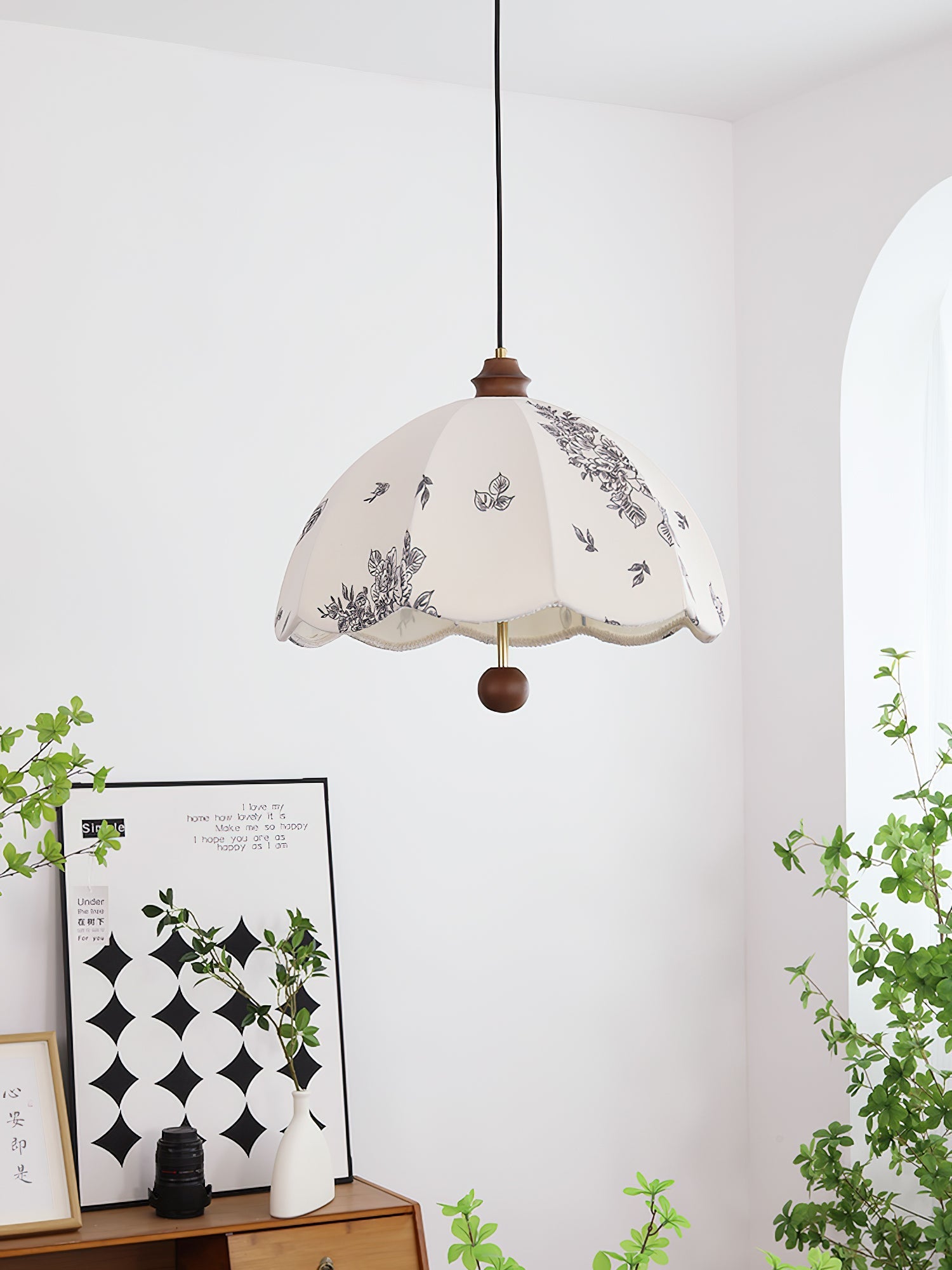 Vevenir Petal Whisper Wood Fabric Pendant Lamp - Letslighting